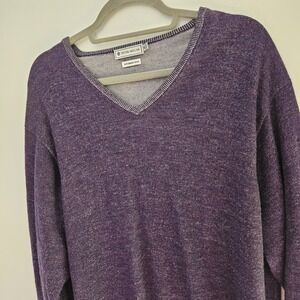 Peter Millar 100% Merino Wool Sweater Men's M Dark Purple V-Neck Long Sleeve